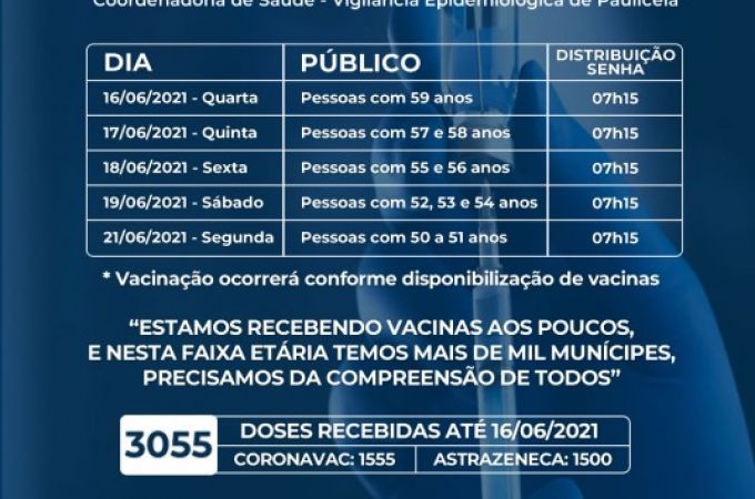 Calendário de Vacinação COVID-19 - JUNHO 2021