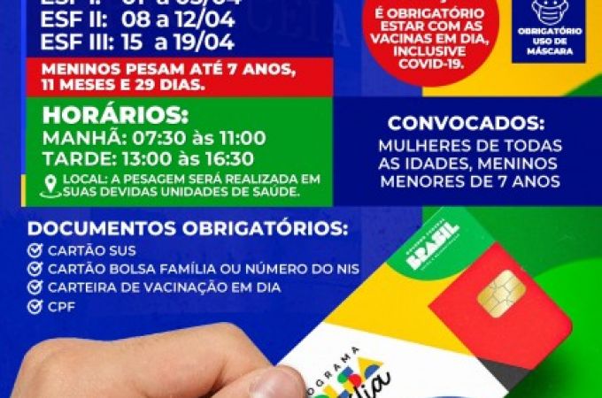 COMUNICADO BOLSA FAMÍLIA: PESAGEM - ABRIL/2024