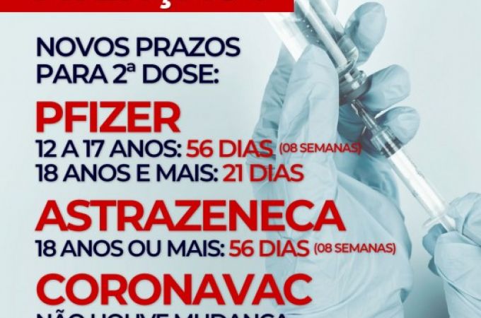 Novos prazos para 2Âª dose das vacinas (Pfizer, Astrazeneca)